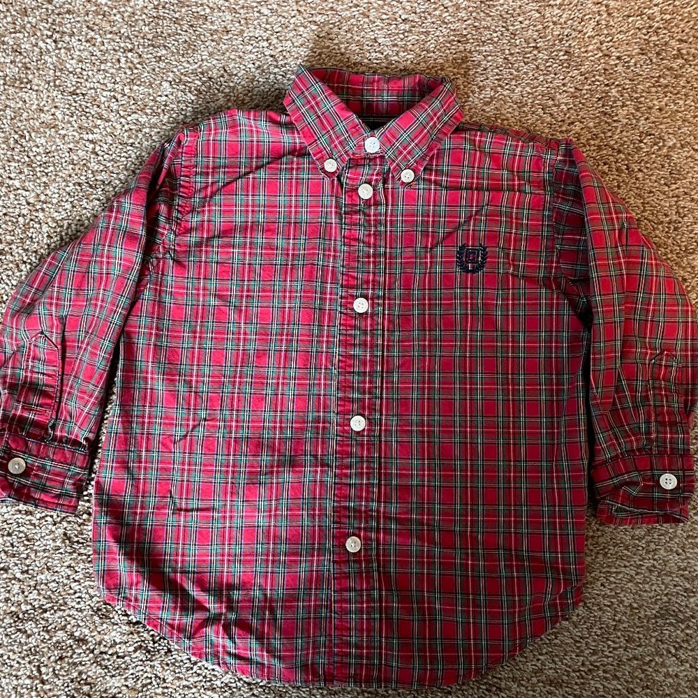 Chaps long sleeve button down red plaid shirt 24M